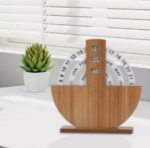 Bamboo Creative Manual Rotating Perpetual Desktop Calendar