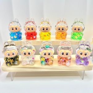 Car Acrylic Labubu Ornaments PoP Mart Flash Quicksand Bottle Keychain Pendant