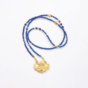 Popular on Xiaohongshu: Womens Koi Fish Ruyi Lock Necklace Ancient Enamel Sand Gold High-end Niche Necklace Jewelry Wholesale