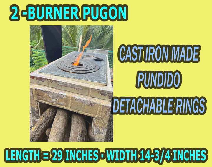 Pugon Lutuan ▪️ Cast Iron ▪️ Detachable Plate Pugon Rings ▪️ Pundido ▪️ Stove Kalan - Two Burner