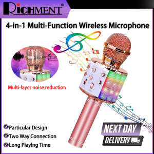 RICHMENT Karaoke Microphone Machine Portable Wireless Bluetooth Changer Microphone For Singing Voice Birthday Gifts For Boys Girls Toys
