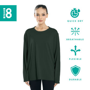 Prime8 x 888.co Aerofit Roundneck Longsleeve Microfiber Dryfit Tshirt Jersey Sport Baju T Shirt Men Women ARMY GREEN