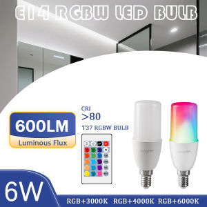 Dimmable E14 16 Colors RGB LED Bulb 24 Key Remote Control 6W AC100-240V Colorful Change for Bedroom LivingRoom Lamps