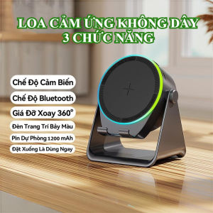 Loa Cảm Ứng Không Dây 3 trong 1 Kiêm Giá Đỡ Điện Thoại Và Sạc Dự Phòng Pin Trâu Âm Thanh Cực Hay
