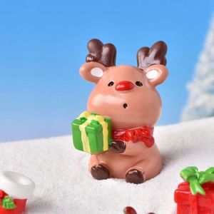 OEUVR DIY Cute Resin Miniatures Christmas Decor Christmas Gifts Elk  Decoration Christmas Decoration Decoration Supplies Micro Landscape