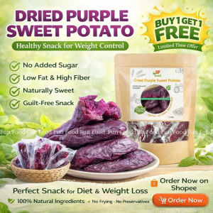 3F FOOD Dried Purple Sweet Potato 100g/250g/500g - Healthy Vegan Snack No Sugar No Preservatives