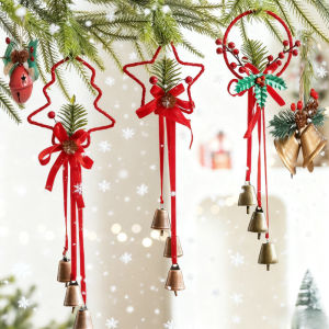 【Yohei】ระฆังคริสต์มาส สามรูปร่าง ตกแต่งริบบิ้นสีแดง ตกแต่งต้นคริสต์มาส ตกแต่งผนัง ของขวัญคริสต์มาส