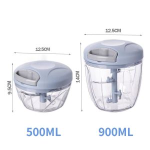 Mini Speedy Manual Food Chopper Hand Pull Rope Chopper 5 Blades Meat Grinder with Turbo Cutter Stable