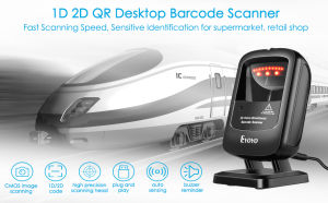 Eyoyo Handsfree Omnidirectional 1D 2D Desktop Barcode Scanner with USB Cable Automatic Image Screen QR Code Scan Reader for Supermarket Library Retail Store