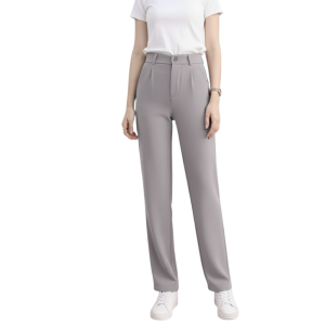 Lings Co Casual Non-Gartered Trousers for Women 25-32 | HM249-1 High Waist Straight Cut Pants with Pocket