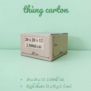 Kích thước 20x20x12 cm Combo 50 hộp carton đóng gói hàng hóa