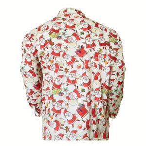 ZEEMIN Christmas Mens Shirt 3d Santa Claus&Snowman Printed Long Sleeved Shirt For Men Casual Oversized Festival New Year Clothing Tops