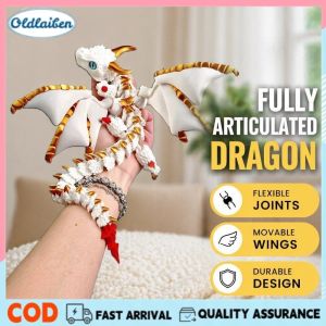 Oldlaiben 3D Printed Flying Dragon Fidget Toy Fully Articulated Flexible Joint Winged Dragon Action Figure