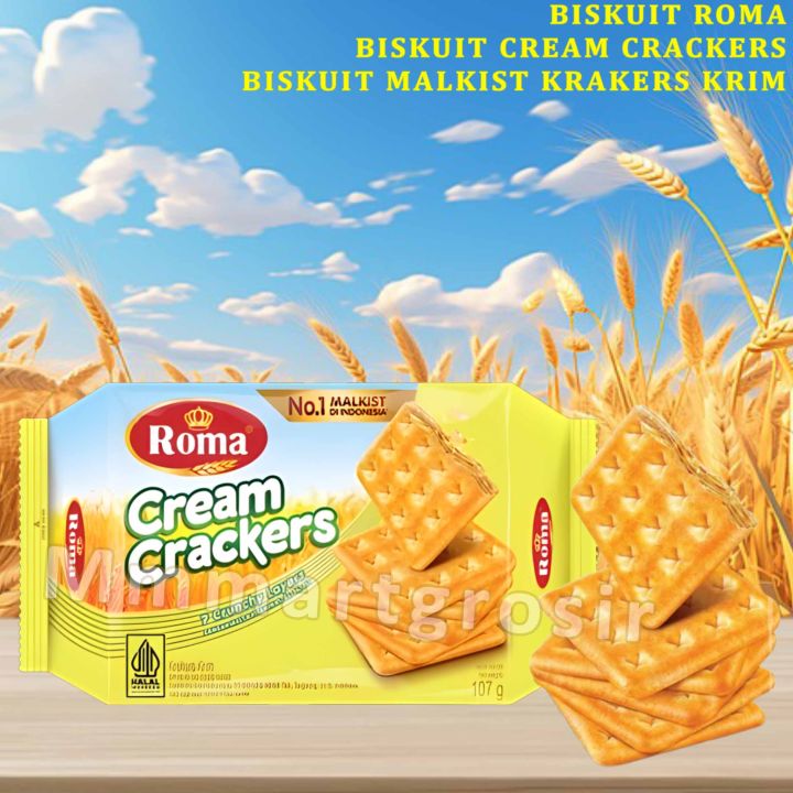 Biskuit Roma / Biskuit Cream Crackers / Biskuit Malkist Krakers Krim / 107gr