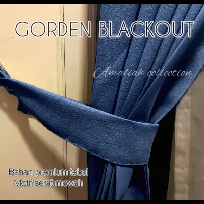 Gorden Blackout Import Tebal Motif Timbul | Gordyn Premium Tirai Pintu Gorden Serat Polos Free Tali