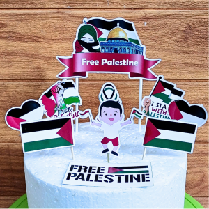 Topper Kue Custom Nama Tema Palestina untuk Hiasan Kue Ulang Tahun Anak (Toper Cake Palestine)