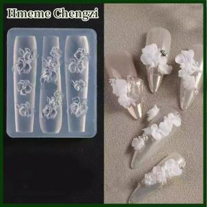 Hmeme 4Pcs Set 3D Rose Flowers Silicone Nail Mold Floral Petal Design Transparent Molds Nail Art Carving Template DIY Accessories