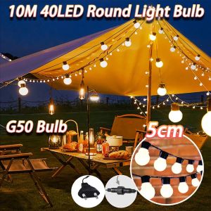 LED G50 Round Bulb Light Warm White Flashing Outdoor Lighting Garland Fairy Twinkle String Lights for Christmas