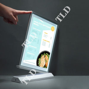 เฟรมกล่องไฟแนวตั้งกระดานเมนูไฟ Led ขนาด A5พร้อมกระจกแทมเปอร์กล่องไฟโฆษณากระดานเมนูอสังหาริมทรัพย์