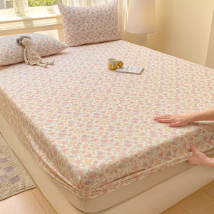 Double Yarn Pure Cotton Fitted Sheet Soft Comfy Floral Printed Mattress Protector Cover Grade A Skin Friendly Elastic Bed Sheet2026