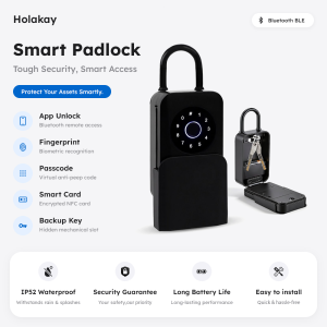 Smart Key Lockbox Weatherproof & Portable Key Safe Outdoor Master Lock Key Safe (5 Ways to Unlock: Fingerprint/Code/Card/App/Key) for AirbnbOfficeHomeGarageGuest Access