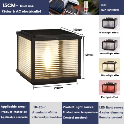 outdoor gate light solar Waterproof pillar light 4-Colors fence light solar outdoor garden light with Remote Control