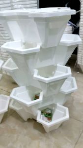 Chậu trồng hoa rau đa tầng tiết kiệm không gian  nhựa trắng cao cấp việt nhật