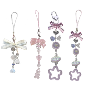 Bear Phone Charm Strap Keychain Cute Keychain Lanyard String Star Heart Bowknot Phone Chain Lanyard Y2K Bowknot Keychain