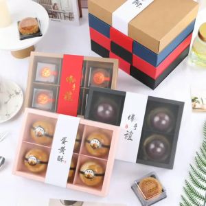 Mid-Autumn Festival mooncake packaging 6 Individually wrapped egg yolk pastries mochi baking paper boxes frosted transparent boxes direct sales Alat Dapur Memasak Kotak Simpanan Organizer