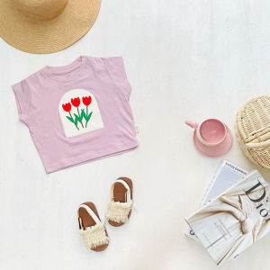 Crop Top Anak Flower Jiso Kaos Anak Perempuan 6bln-8thn