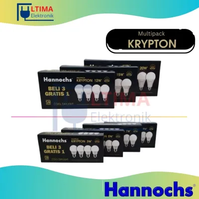 Hannochs Krypton Multipack Lampu Bohlam LED isi 4 3W / 5W / 7W / 9W / 12W /15W / 20W Watt Lampu isi 3 gratis 1 Harga promo