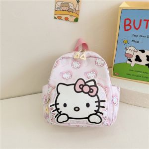 RENJE Kitty Cat Cartoon Kuromi Melody Backpack Cinnamoroll Pachacco Children School Bag Unique Large Capacity Cute Shoulder Bag Children