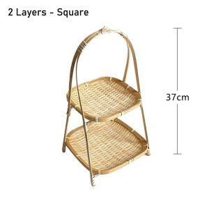 LONGB 1Pcs Fruit Food Vegetable Bamboo Woven Basket 1/2/3 Layer for Kitchen Storage Basket Multi-function Standing Tray