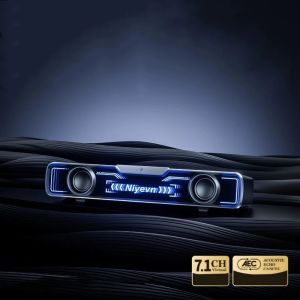 ADDO RGB Lights Desktop Computer Speaker Low Latency with Microphone Bluetooth Sound Bar Speaker High Quality USB Powered Wired Desk Soundbar Home Office Gaming