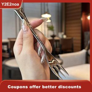 【Y2E2noa】 Stainless Steel Dinner Fork Long Handle Table Forks Set Korean Cutlery Four Tine Salad Dessert Fruit Forks Kitchen