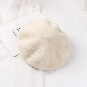 NEXTYOO Soft French Beret Hat Solid Color Flat Crown Newsboy Beanie Hat Fashion Warm Lining Painter Beret Hat For Women
