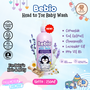 BEBIO HEAD TO TOE BABY WASH / Sabun Cair Bayi Telon Aromatherapy 0+ 250 ML