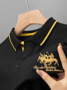 แขนสั้นปกฤดูร้อนของพอล polo ผู้ชาย เสื้อเชิ้ตสบาย ระบายอากาศได้ดี หลากหลายสไตล์ พร้อมปักโลโก้ม้า t เสื้อส่งออกระดับสูง