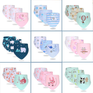 3Pcs Baby Bib Triangle Baby Boy Girl Newborn Baby Handmade Cotton Absorbent Saliva Towel Feeding Napkin Lapik Makan