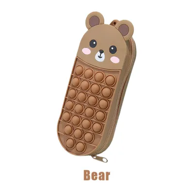 Kotak Pensil Pop It 2IN1 LUCU Fidget Toys Tas Pensil Pop it Karakter / Tempat Pensil Case Pop It Anak Perempuan Laki Laki Import Kartun Karakter Unicorn Dinosaurus
