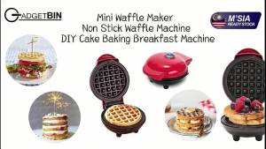 [MSIA 3PIN] Gadgetbin Mini Waffle Maker Non Stick Waffle Machine DIY Kitchen DIY Cake Baking Breakfast Machine -Green