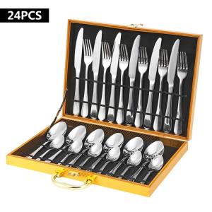 COD 24 piece cutlery stainless steel knife spoon and fork set gold cutlery set dinnerware set