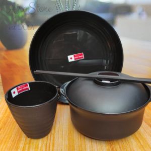 3SET MAKAN 3 PIRING 3 GELAS DAN 3 MANGKUK PLASTIK GRATIS SUMPIT / SET MAKAN RAMEN JEPANG COD