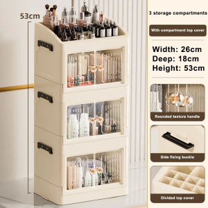 JARUSENT Cosmetic Plastic Storage Rack Drawer Jewelry Box Dresser Shelf Transparent Desktop Organizer Box