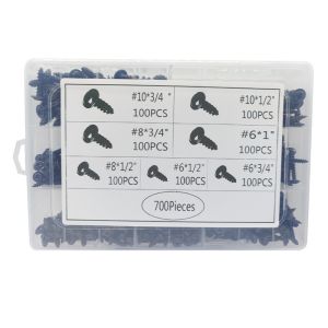 STVML 700pcs/set Self-Tapping Screw Assortment Kit Fully Threaded Carbon Steel Self-drilling Screw Multipurpose Rust-Resistant Cross Recessed Screws Drilling for Metal Furniture