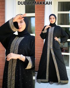 SABELLA ABAYA GAMIS HITAM TURKEY BORDIR DUBAI MAKKAH BUSUI JETBLACK READY SIAP KIRIM TANPA PO