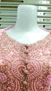 satu set kebaya payet kerah sabrina warna nut