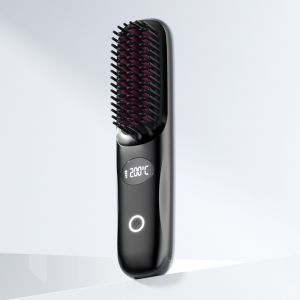 <4ever Girl>Automatic Hair Straightener and Curler Portable Wireless Hair Comb Hair Brush