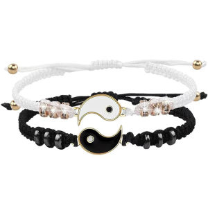 2 Pcs/Set Black And White Couple Bracelet Friendship Best Friend Bracelets Tai Chi Bracelet Jewelry