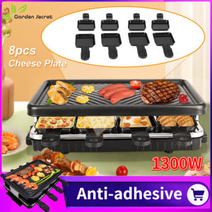 【Free gift】Raclette Table Grill Electric Korean BBQ Grill Indoor Cheese Raclette For 8 Person Removable Non-Stick Surface Temperature Control and Dishwasher Safe 1300W